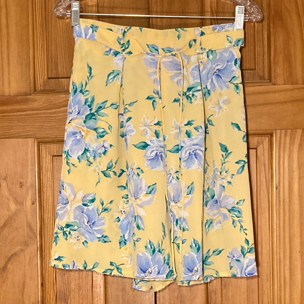 NWT Jaclyn Smith Vintage 80s Dress Shorts Skort Pull On Yellow Blue Green Sz 10